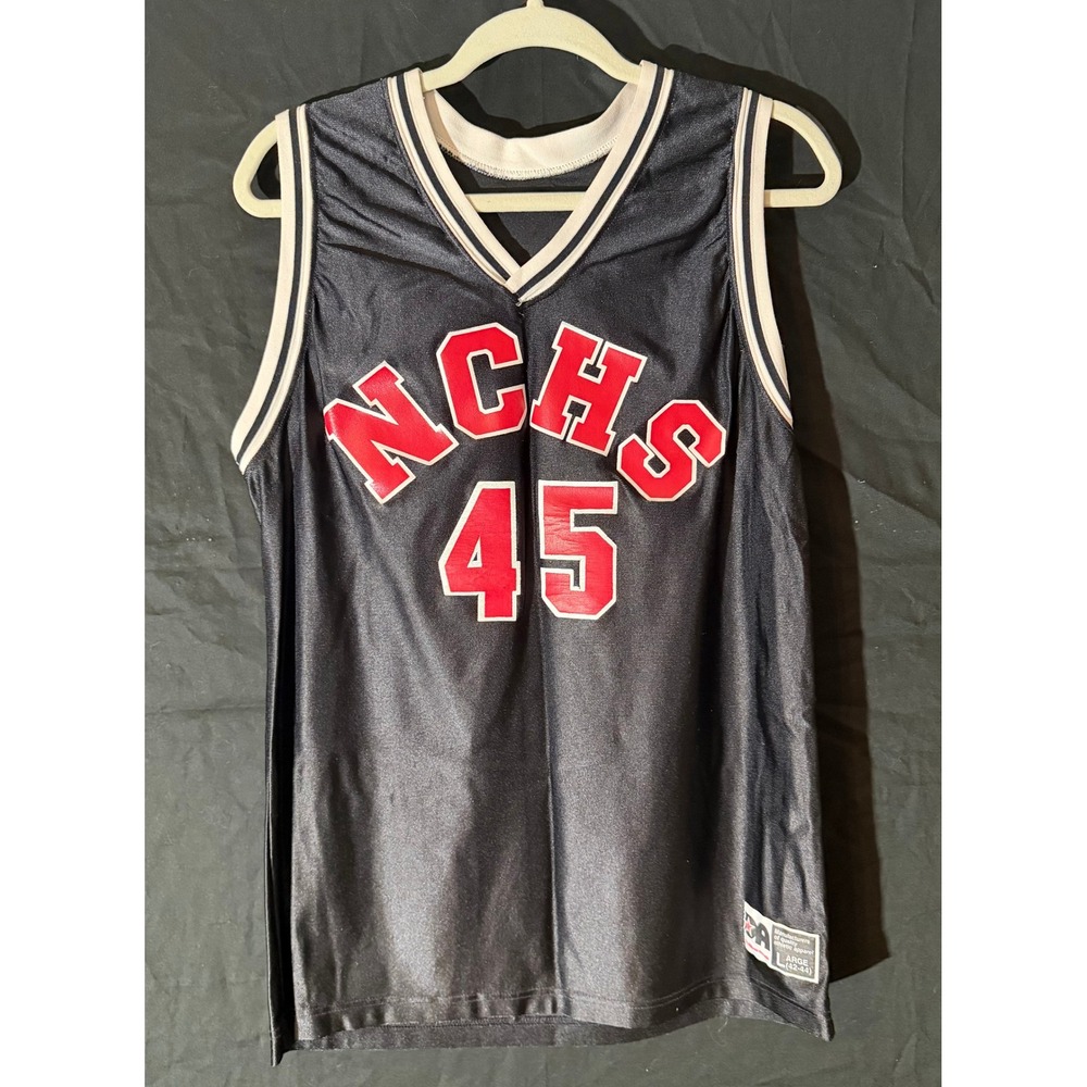 Vintage Don Alleson Athletic NCHS 45 Basketball Jersey Navy Blue Mens Large USA